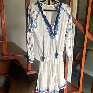 Karina Grimaldi White Top with Blue Trim